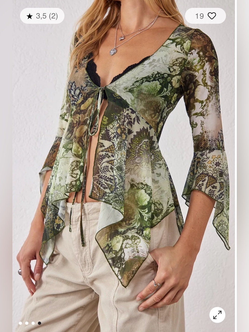 Urban Outfitters Vintage Floral Flute Sleeve 
Top